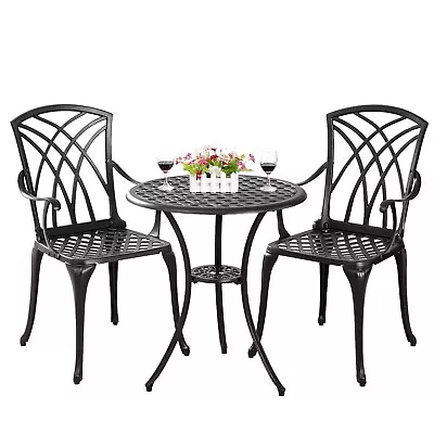 3 Piece Cast Aluminum Patio Bistro Sets All Weather Patio Table And Chairs Set 2 • $149.99