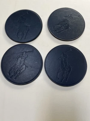 $49.99 • Buy Polo Ralph Lauren Coasters Set Of Four Navy Leather New