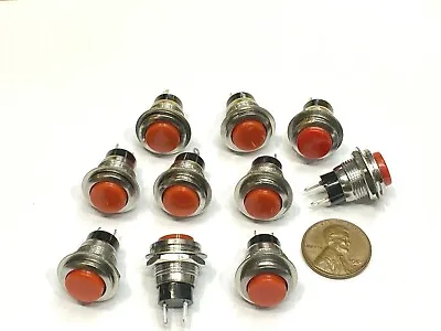 10 Pieces RED Small N/O Momentary 12mm Push Button Switch Round 12v On Off G23 • $14.55