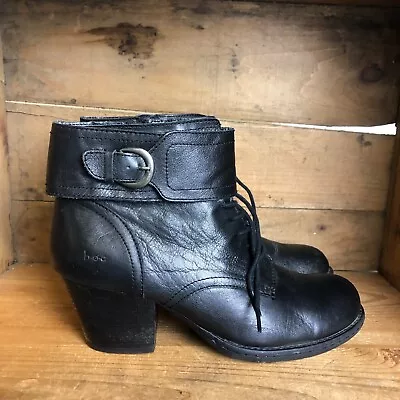 $20.98 • Buy Born Concept BOC Ankle Boots Women's 9.5 M Black Leather Victorian Zip Up Shoes