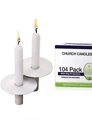 Exquizite 104 Church Candles With Drip Protectors - Vigil Candles Memorial Ca... • $40