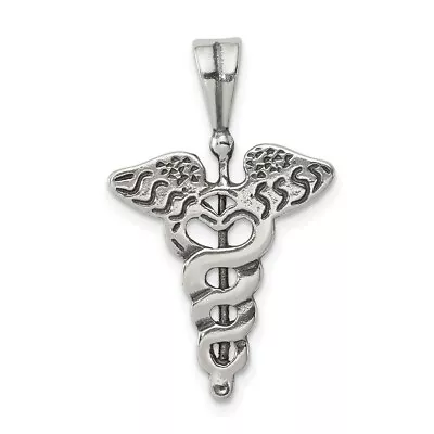 925 Sterling Silver Caduceus Medical Symbol Charm Pendant 1.02 Inch • $17.21