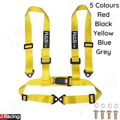 RASTP Universal 4 Point Racing Seat Belt Safety Harness Red Blue Black E-MARK • £59.99