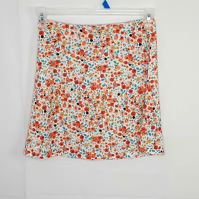 Buvans Skirt Womens Size 8 Orange Floral Circle Colorful Mini Side Zipper • $4