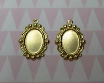 14X10mm Settings - Brass - Vintage Inspired - Gold Cameo Frame Bezel - Qty 4 • $2.77