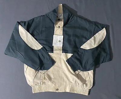 Goouch Zip Up Jacket Green/beige 100% Silk Mens Vtg Sz Small • $65