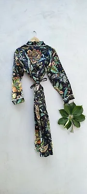 $47.64 • Buy Indian Women's Bird&Floral Print Kimono Cotton Bath Robe Maxi Night Gown Dresses