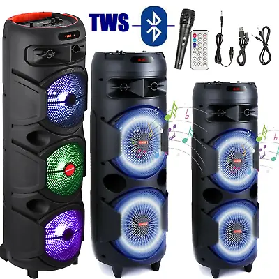  Triple 8  Woofer Bluetooth Speaker Rechargeable Stereo Karaoke Machine Mic TWS • $79.99