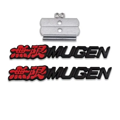 Black&Red MUGEN Logo Front Grille Emblem + Car Lid Bagde 3D Metal Sticker Decal • $11.99