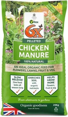 6X Strength Pelleted Chicken Manure 20KG Bag Organic Fertiliser  • £22.99