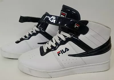 Fila Hi Top FILA White Dark Blue Strap Shoes Mens Size 8.5 Skate Street Shoe • $22.49