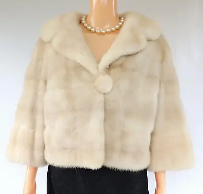 Mink Jacket Fur Bolero Special Occasion Ball Short Across Pearl Beige • $818.99