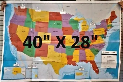 $5.98 • Buy US MAP USA MAP United States Wall Map Large 40 X 28 Poster Size SHIPS FREE FAST