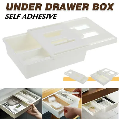 $14.53 • Buy Self Adhesive Under Desk Drawer Table Hidden Storage Organizer Box Pencil Tray