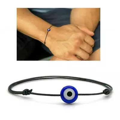 $7.95 • Buy EVIL EYE BRACELET Black String Surfer Good Luck Protection Blue Men Women Adjust
