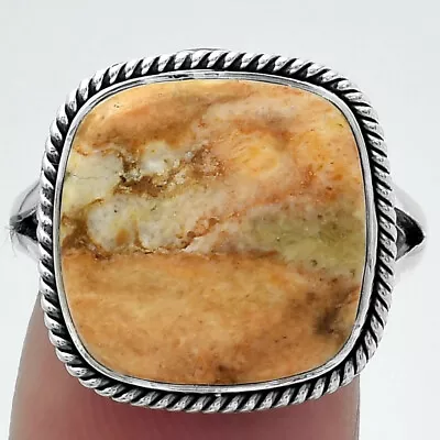 Natural Coral Jasper 925 Sterling Silver Ring S.8.5 Jewelry R-1010 • $11.99