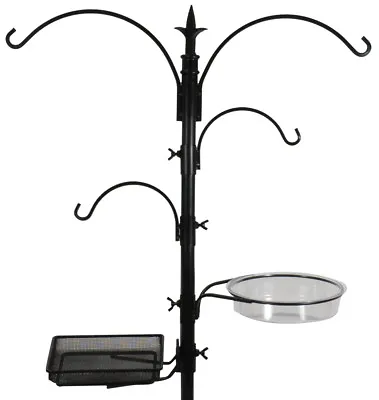 4-Hook Bird Feeding Station - Wild Bird Feeder Stand W/ Mesh Tray & Water Bowl • $32.99