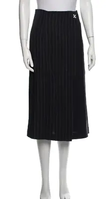 Off-White C/o Virgil Abloh Dark Blue Pinstripe Midi Skirt Size 4 (US) 40 (IT) • $405