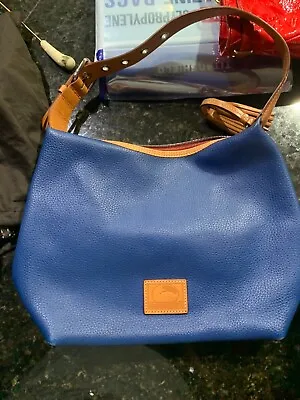 Blue Dooney And Burke Leather Shoulder Purse With Storage Bag • $85