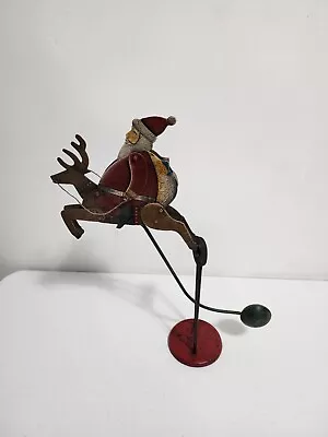 Rare Vintage Swaying Santa On Reindeer Counter Balanced Unique Christmas Item... • $95