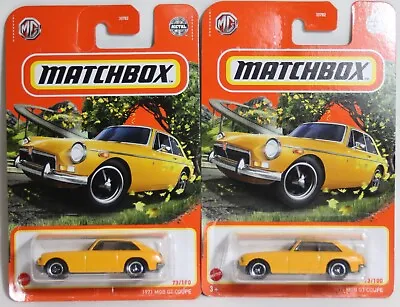 Matchbox 2022 #73 1971 MGB GT Coupe Yellow Lot Of 2 FREE SHIPPING! • $7.99