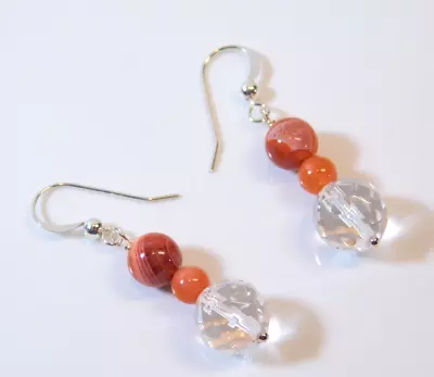 Jay King DTR Mine Finds Carnelian And Clear Quartz Bead Drop Earrings • $9.97