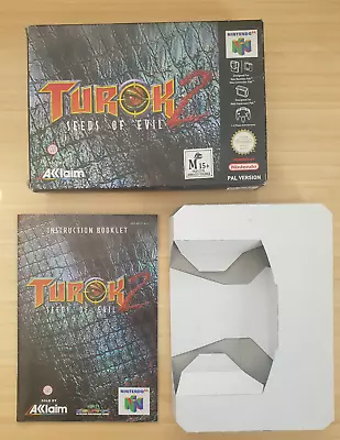 Turok 2 - No Cart - Box Manual Inner Card Only - Authentic - N64 PAL • $40