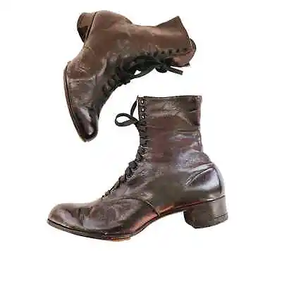 Antique Granny Boots Lace Up Ankle Style Edwardian Era 6.5 • $130