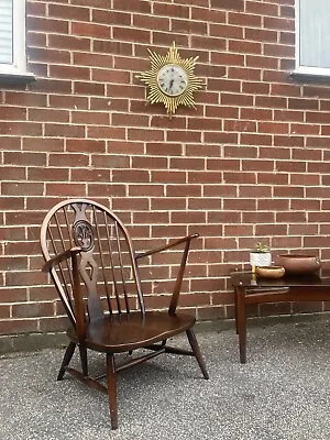£145 • Buy Vintage ERCOL Elm Armchair Accent Chair  Windsor Grandad LOW Mid Century Retro 