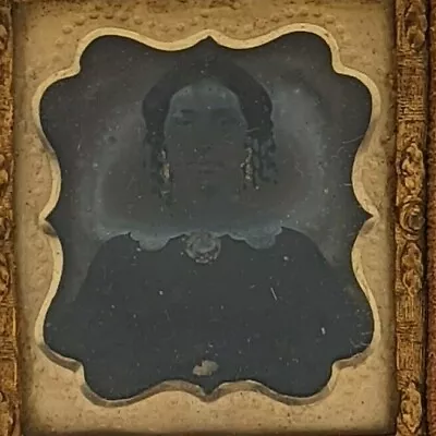 Vintage 1860's Daguerreotype In Case Western Woman In Black Dress - Small • $39.97