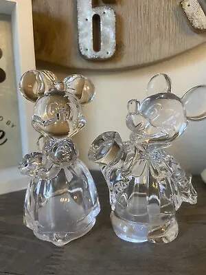 Disney Lenox Mickey & Minnie Mouse Crystal Salt & Pepper Shakers With Papers • $29