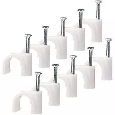 80 Pcs Round Cable Clips Black White Nails Clip Wall Tacks Wire Clamps 68 10MM • £3.15