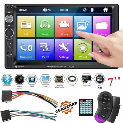 7'' Double Din Car Stereo Bluetooth Head Unit Android Apple CarPlay Touch Radio • $38.99