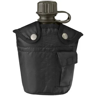 Mil-Tec Military Canteen Water Bottle Carrier Holder Pocket Army Alice 1L Black • £15.95
