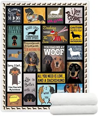 Dachshund Throw Blankets For Human Dachshund Blankets For Couch And Sofa Warm B • $63.99