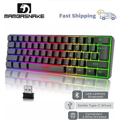 $11.99 • Buy Bluetooth Wired Gaming Keyboard Mechanical Feeling Dual Modes RGB Backlit Black