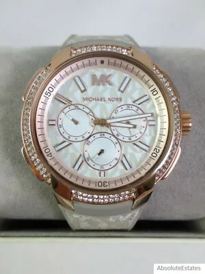 NEW Michael Kors Sidney Sand PVC Chronograph Multifunction Watch MK6949 • $124.49