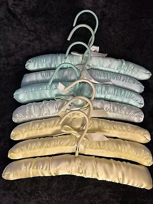 Vintage Satin Padded Baby Clothes Hangers - 7 Green And Yellow • $6