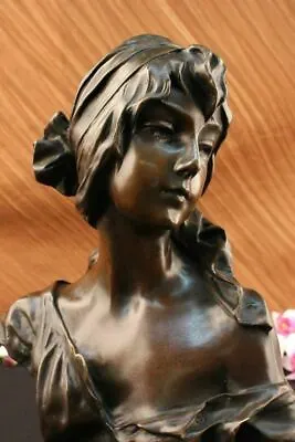 Maiden Bust By French Artisian Milo Bronze Art Deco Hot Cast Figurine Statue Lrg • $209.50