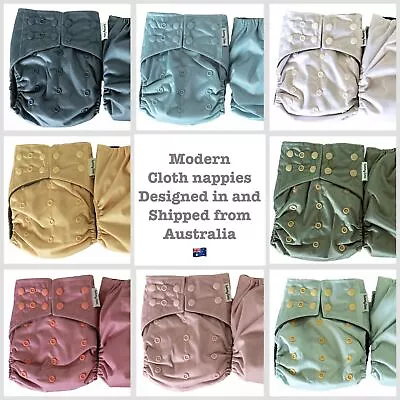MCN Modern Cloth Reusable Bamboo Nappies With 5 Layer Inserts Australian Owned • $17.99