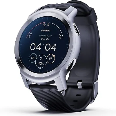 NEW Motorola Moto Watch 100 Smart Watch42-MM GPS14-Day Battery-Glacier Silver • $87