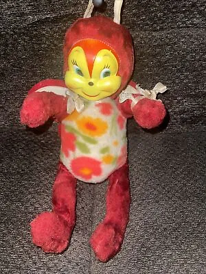 Gund Vintage Doll Rubber Face Red Floral Butterfly Super Rare! 16” Plush • $399.95