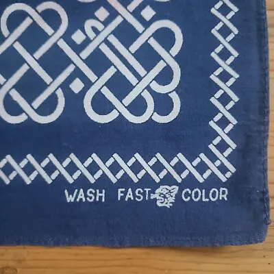 Vintage Bandana Wash Fast Color Blue Tiger All Cotton WPL 9939 • $24