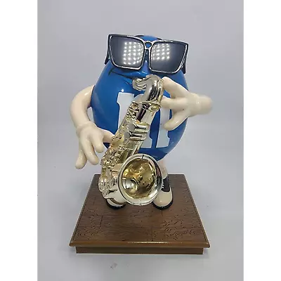 VTG 90s M&M Blue Fun Candy Dispenser By Playing Saxophone Glasses Large 10x7'' • $26.90