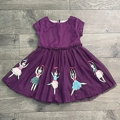 Mini Boden Ballerina Cats Purple Tulle Toddler 2-3y Dress • $46