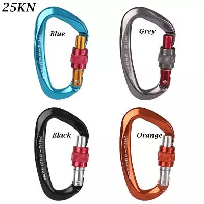 £4.10 • Buy 12/25KN Carabiner Clip Hook Heavy Duty Aluminum D-Ring Screw Lock Rock Climbing