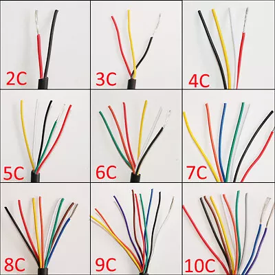 2 To 10 Core PVC Flexible Hook Up Cable 16 - 28 Awg Round Flex Electrical Wire • $8.97