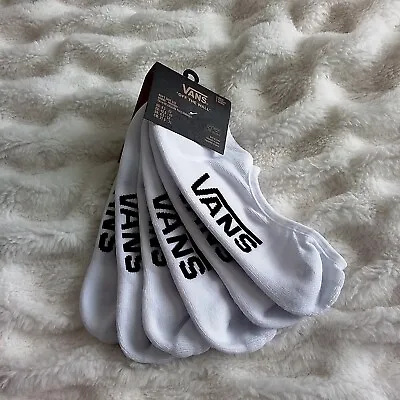 Vans Off The Wall Mens Super No Show Socks White 3 Pairs Comfort Socks US 9.5-13 • $8.49