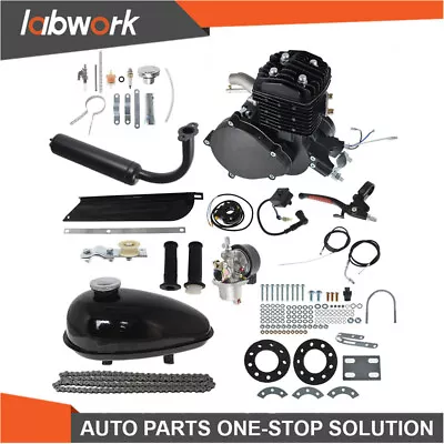 Labwork 80cc Engine 2 Stroke Motor Kit Petrol Gas Motorized Bicycle Bike Black • $83.62