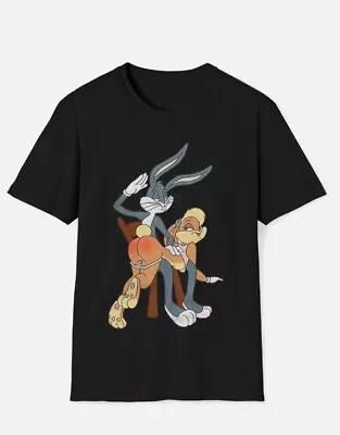 Bugs Spanking Lola Funny Meme Cartoon Unisex Softstyle T-Shirt • $20